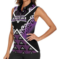 Personalised Aotearoa Moriori Women Sleeveless Polo Shirt Maori Pattern New Zealand LT05 - Polynesian Pride
