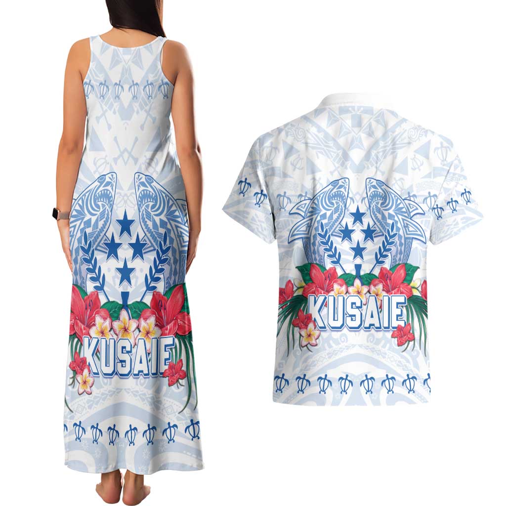 Happy Kosrae Liberation Day Couples Matching Tank Maxi Dress and Hawaiian Shirt Polynesian Shark Turtle Motif LT05 - Polynesian Pride