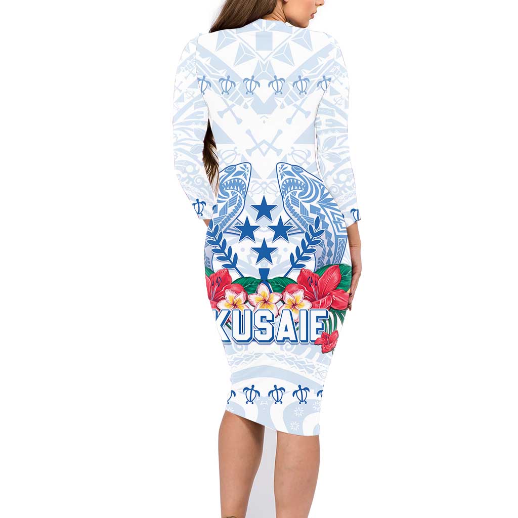 Happy Kosrae Liberation Day Family Matching Long Sleeve Bodycon Dress and Hawaiian Shirt Polynesian Shark Turtle Motif LT05 - Polynesian Pride