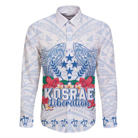 Happy Kosrae Liberation Day Family Matching Mermaid Dress and Hawaiian Shirt Polynesian Shark Turtle Motif LT05 Dad's Shirt - Long Sleeve White - Polynesian Pride