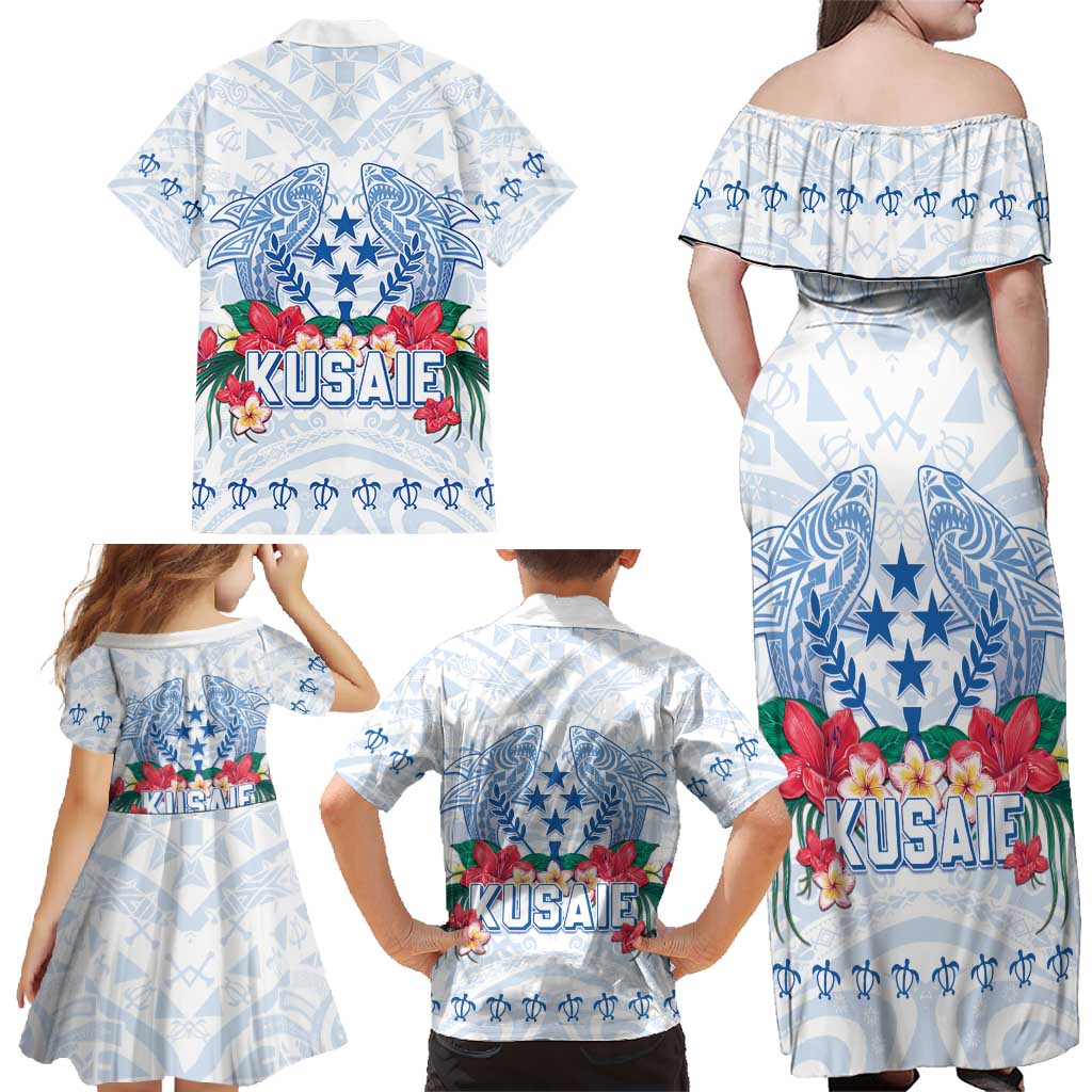 Happy Kosrae Liberation Day Family Matching Off Shoulder Maxi Dress and Hawaiian Shirt Polynesian Shark Turtle Motif LT05 - Polynesian Pride
