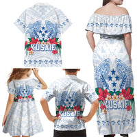 Happy Kosrae Liberation Day Family Matching Off Shoulder Maxi Dress and Hawaiian Shirt Polynesian Shark Turtle Motif LT05 - Polynesian Pride