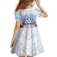 Happy Kosrae Liberation Day Family Matching Off Shoulder Short Dress and Hawaiian Shirt Polynesian Shark Turtle Motif LT05 - Polynesian Pride