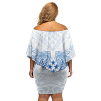Happy Kosrae Liberation Day Family Matching Off Shoulder Short Dress and Hawaiian Shirt Polynesian Shark Turtle Motif LT05 - Polynesian Pride