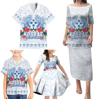 Happy Kosrae Liberation Day Family Matching Puletasi and Hawaiian Shirt Polynesian Shark Turtle Motif LT05 - Polynesian Pride