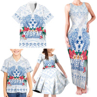Happy Kosrae Liberation Day Family Matching Tank Maxi Dress and Hawaiian Shirt Polynesian Shark Turtle Motif LT05 - Polynesian Pride