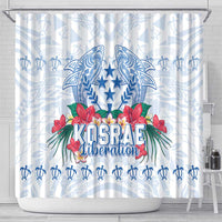 Happy Kosrae Liberation Day Shower Curtain Polynesian Shark Turtle Motif LT05 - Polynesian Pride