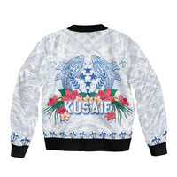 Happy Kosrae Liberation Day Sleeve Zip Bomber Jacket Polynesian Shark Turtle Motif