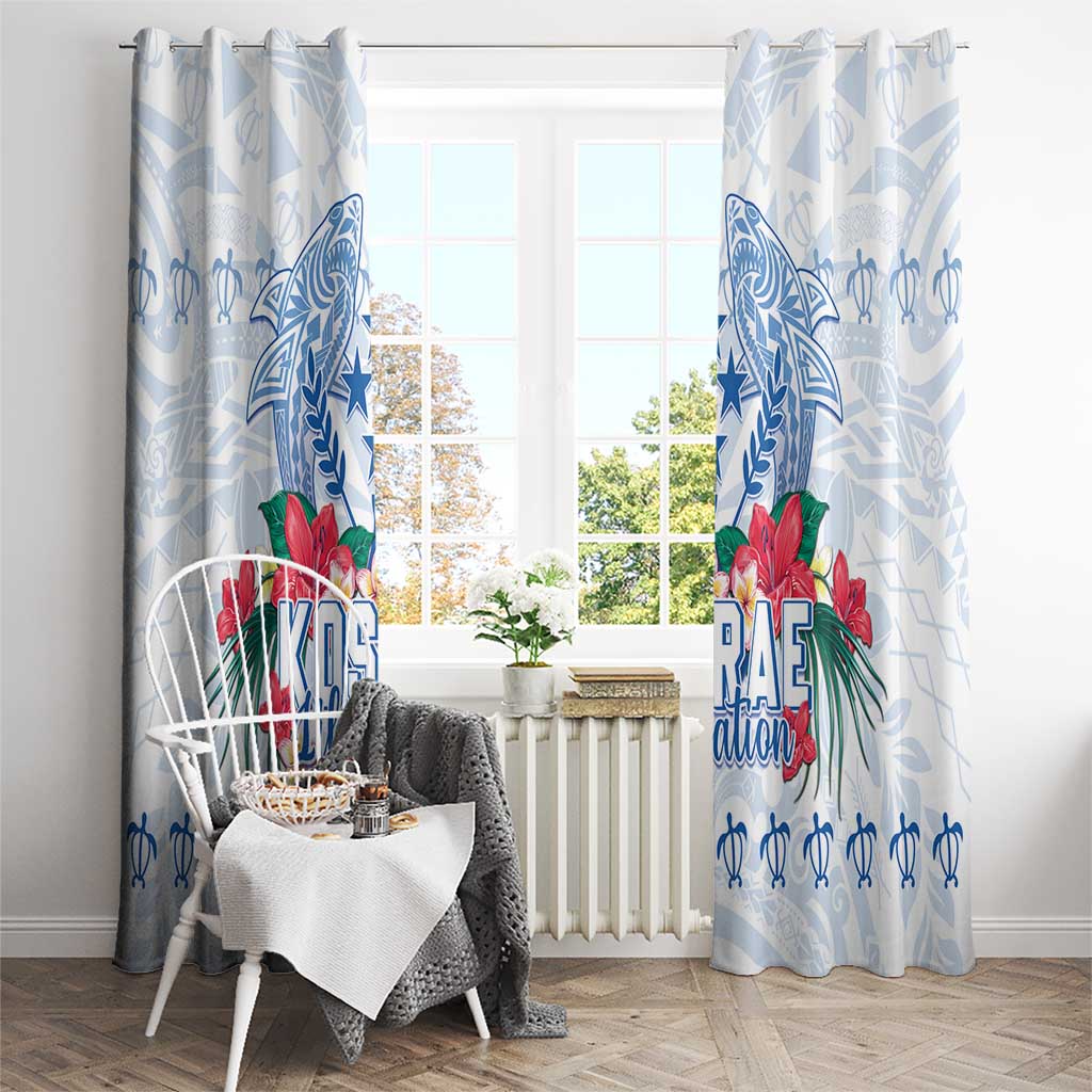 Happy Kosrae Liberation Day Window Curtain Polynesian Shark Turtle Motif LT05 - Polynesian Pride