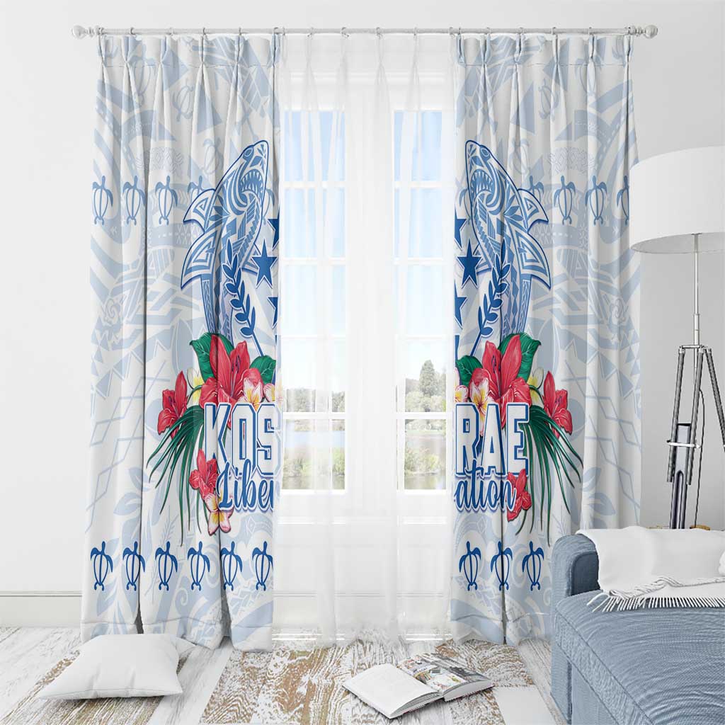 Happy Kosrae Liberation Day Window Curtain Polynesian Shark Turtle Motif LT05 - Polynesian Pride