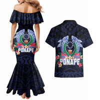 Happy Pohnpei Liberation Day Couples Matching Mermaid Dress and Hawaiian Shirt Polynesian Shark Turtle Motif LT05 - Polynesian Pride