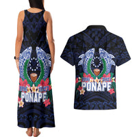 Happy Pohnpei Liberation Day Couples Matching Tank Maxi Dress and Hawaiian Shirt Polynesian Shark Turtle Motif LT05 - Polynesian Pride