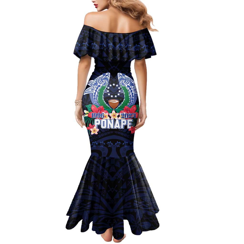 Happy Pohnpei Liberation Day Family Matching Mermaid Dress and Hawaiian Shirt Polynesian Shark Turtle Motif LT05 - Polynesian Pride
