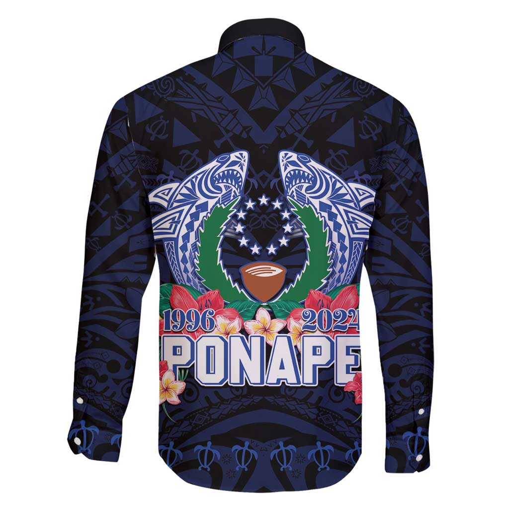 Happy Pohnpei Liberation Day Family Matching Off Shoulder Maxi Dress and Hawaiian Shirt Polynesian Shark Turtle Motif LT05 - Polynesian Pride