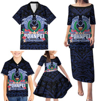 Happy Pohnpei Liberation Day Family Matching Puletasi and Hawaiian Shirt Polynesian Shark Turtle Motif LT05 - Polynesian Pride
