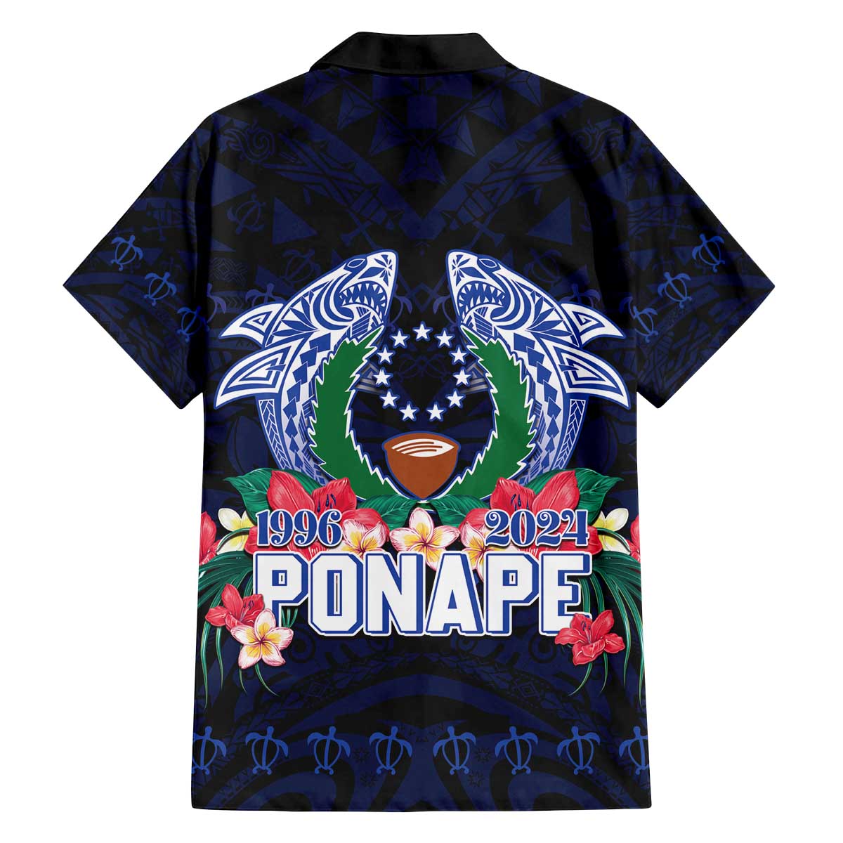Happy Pohnpei Liberation Day Family Matching Puletasi and Hawaiian Shirt Polynesian Shark Turtle Motif LT05 - Polynesian Pride