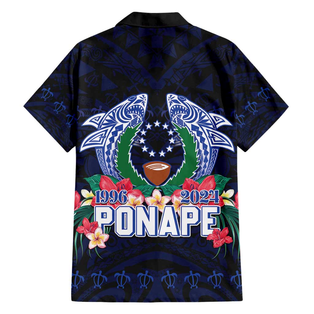 Happy Pohnpei Liberation Day Family Matching Short Sleeve Bodycon Dress and Hawaiian Shirt Polynesian Shark Turtle Motif LT05 - Polynesian Pride