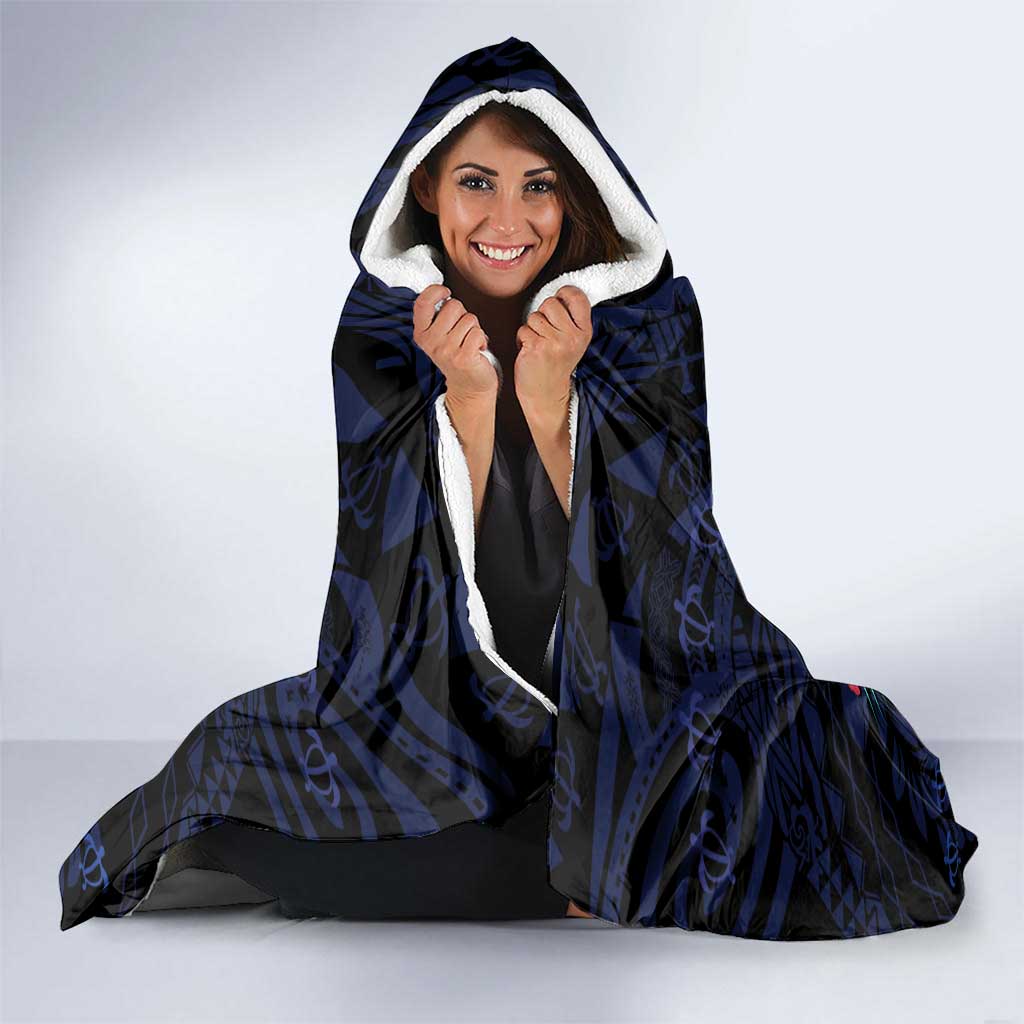 Happy Pohnpei Liberation Day Hooded Blanket Polynesian Shark Turtle Motif