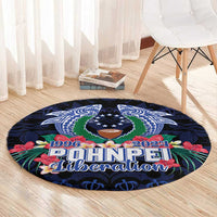Happy Pohnpei Liberation Day Round Carpet Polynesian Shark Turtle Motif LT05 - Polynesian Pride