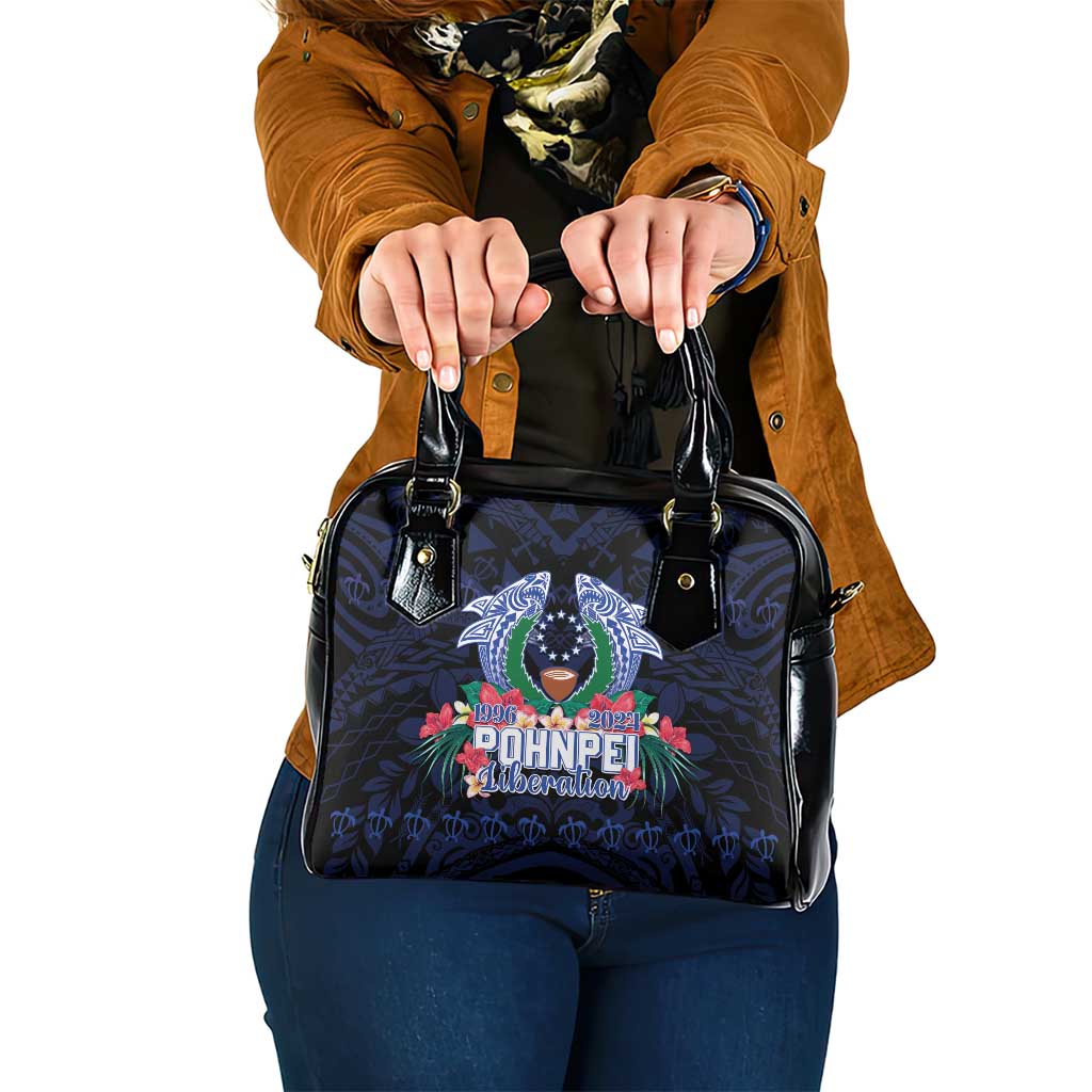 Happy Pohnpei Liberation Day Shoulder Handbag Polynesian Shark Turtle Motif LT05 One Size Blue - Polynesian Pride