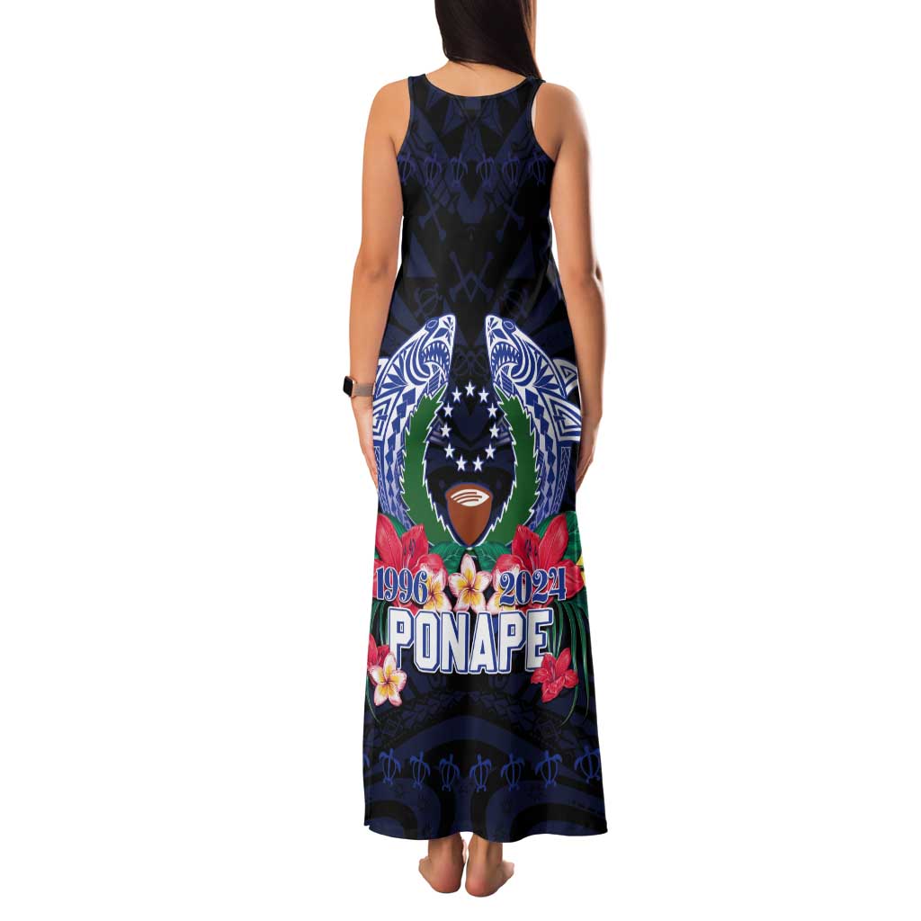 Happy Pohnpei Liberation Day Tank Maxi Dress Polynesian Shark Turtle Motif