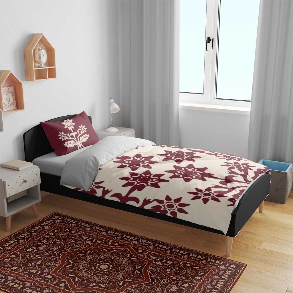 Cook Islands Maroon Tivaevae Bedding Set - Polynesian Pride