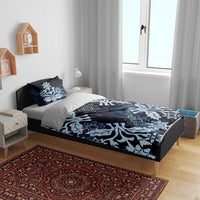 Cook Islands Tivaevae Quilt Bedding Set Navy Blue Marble - Polynesian Pride