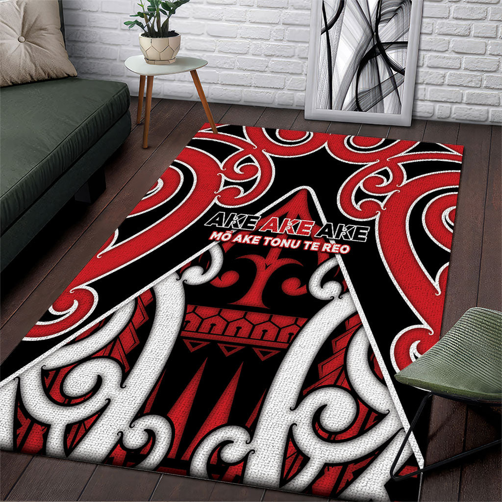 New Zealand Maori Language Week Area Rug Mo Ake Tonu Te Reo LT05 Black - Polynesian Pride