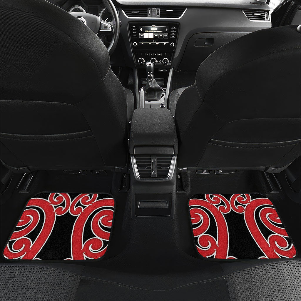 New Zealand Maori Language Week Car Mats Mo Ake Tonu Te Reo LT05 Set 2pcs - Back Black - Polynesian Pride