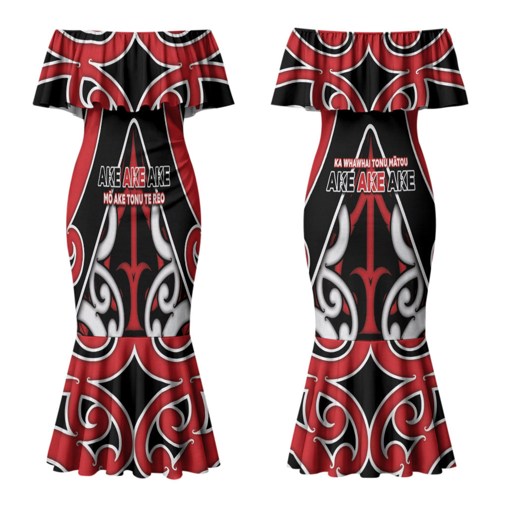 New Zealand Maori Language Week Couples Matching Mermaid Dress and Long Sleeve Button Shirt Mo Ake Tonu Te Reo LT05 - Polynesian Pride