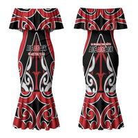 New Zealand Maori Language Week Couples Matching Mermaid Dress and Long Sleeve Button Shirt Mo Ake Tonu Te Reo LT05 - Polynesian Pride
