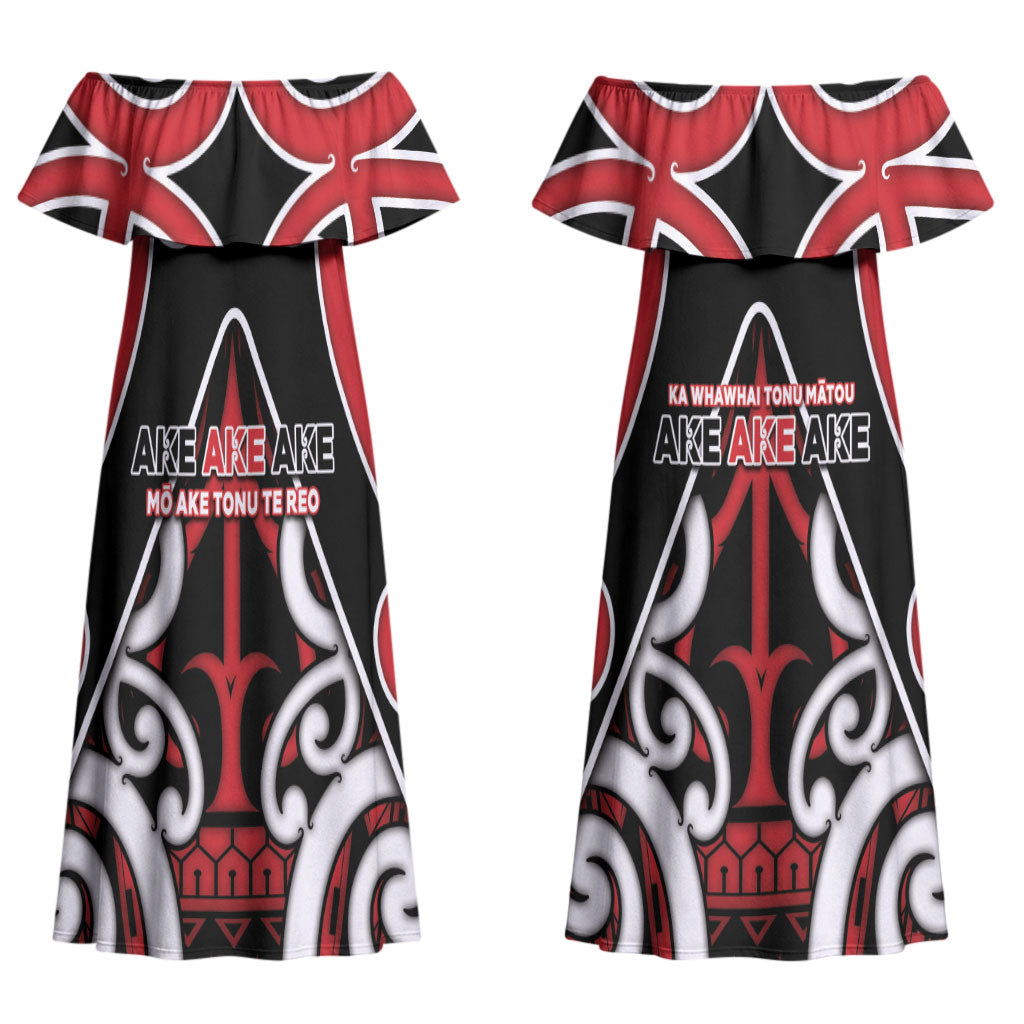 New Zealand Maori Language Week Couples Matching Off Shoulder Maxi Dress and Hawaiian Shirt Mo Ake Tonu Te Reo LT05 - Polynesian Pride