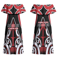 New Zealand Maori Language Week Couples Matching Off Shoulder Maxi Dress and Hawaiian Shirt Mo Ake Tonu Te Reo LT05 - Polynesian Pride