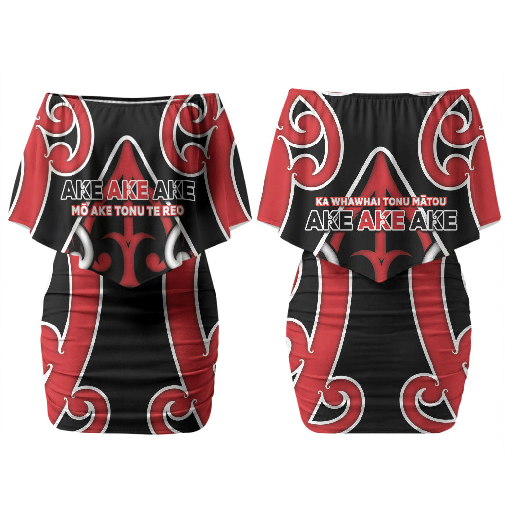 New Zealand Maori Language Week Couples Matching Off Shoulder Short Dress and Hawaiian Shirt Mo Ake Tonu Te Reo LT05 - Polynesian Pride