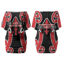 New Zealand Maori Language Week Couples Matching Off Shoulder Short Dress and Hawaiian Shirt Mo Ake Tonu Te Reo LT05 - Polynesian Pride