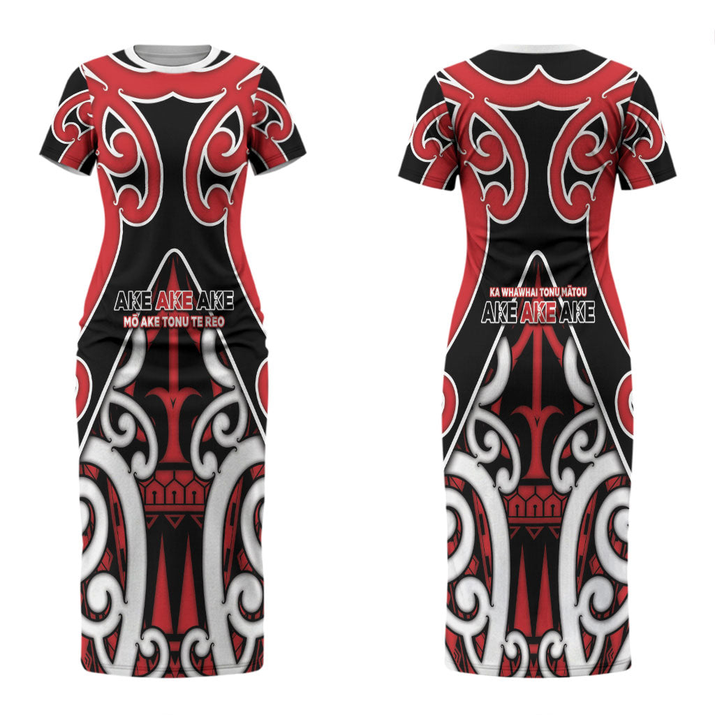 New Zealand Maori Language Week Couples Matching Short Sleeve Bodycon Dress and Long Sleeve Button Shirt Mo Ake Tonu Te Reo LT05 - Polynesian Pride