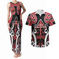 New Zealand Maori Language Week Couples Matching Tank Maxi Dress and Hawaiian Shirt Mo Ake Tonu Te Reo LT05 Black - Polynesian Pride