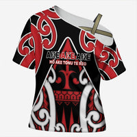 New Zealand Maori Language Week Cross Shoulder Shirt Mo Ake Tonu Te Reo LT05 Female Black - Polynesian Pride