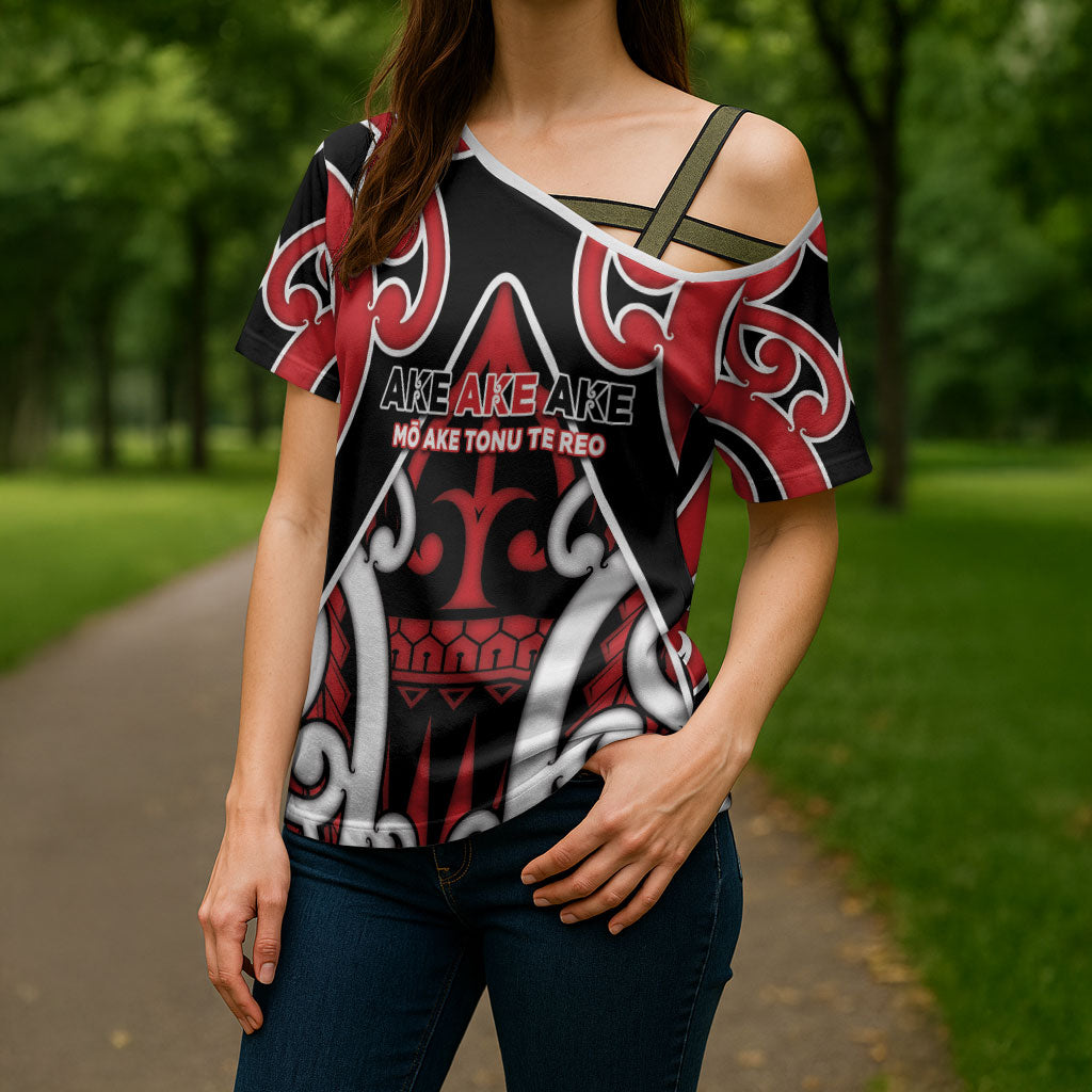 New Zealand Maori Language Week Cross Shoulder Shirt Mo Ake Tonu Te Reo LT05 - Polynesian Pride