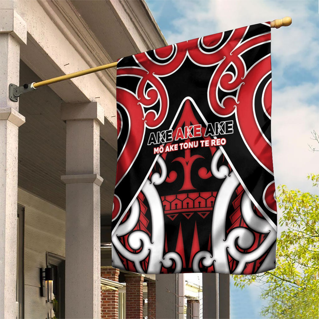 New Zealand Maori Language Week Garden Flag Mo Ake Tonu Te Reo LT05 House Flag Black - Polynesian Pride