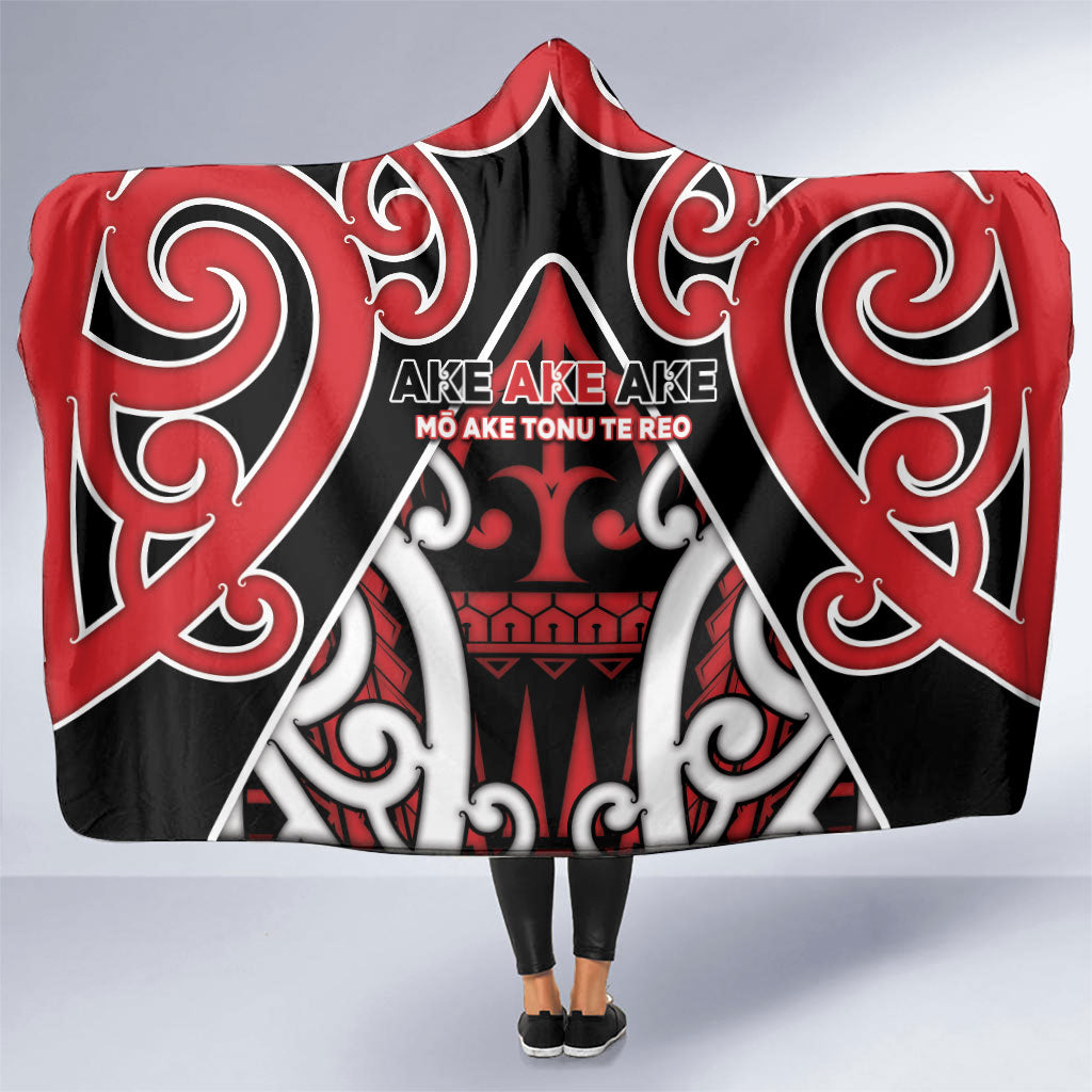 New Zealand Maori Language Week Hooded Blanket Mo Ake Tonu Te Reo LT05 One Size Black - Polynesian Pride