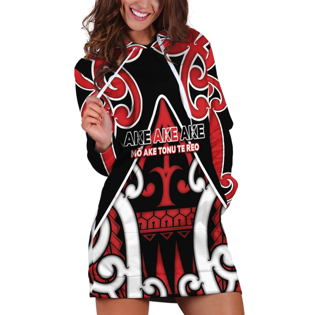 New Zealand Maori Language Week Hoodie Dress Mo Ake Tonu Te Reo LT05 Black - Polynesian Pride