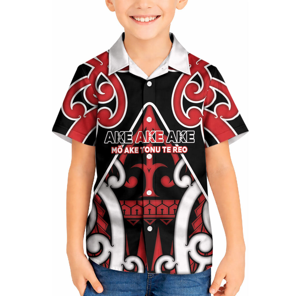 New Zealand Maori Language Week Kid Hawaiian Shirt Mo Ake Tonu Te Reo LT05 Kid Black - Polynesian Pride