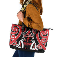 New Zealand Maori Language Week Leather Tote Bag Mo Ake Tonu Te Reo LT05 Black - Polynesian Pride