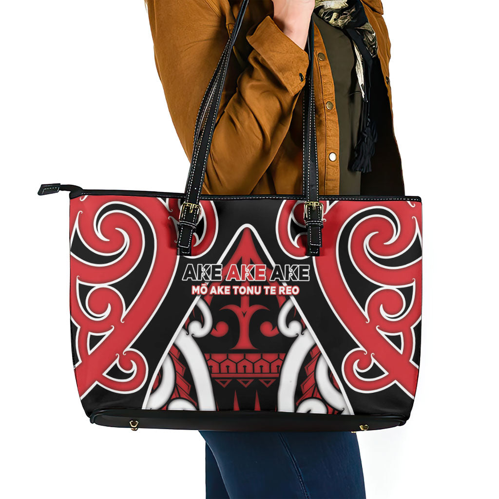 New Zealand Maori Language Week Leather Tote Bag Mo Ake Tonu Te Reo LT05 - Polynesian Pride