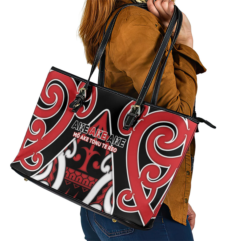 New Zealand Maori Language Week Leather Tote Bag Mo Ake Tonu Te Reo LT05 - Polynesian Pride