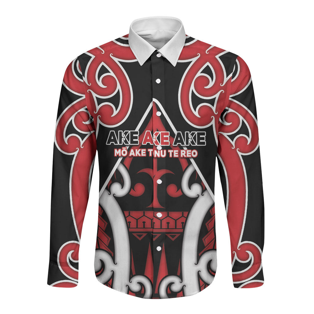 New Zealand Maori Language Week Long Sleeve Button Shirt Mo Ake Tonu Te Reo LT05 Unisex Black - Polynesian Pride