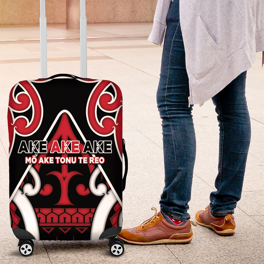New Zealand Maori Language Week Luggage Cover Mo Ake Tonu Te Reo LT05 Black - Polynesian Pride