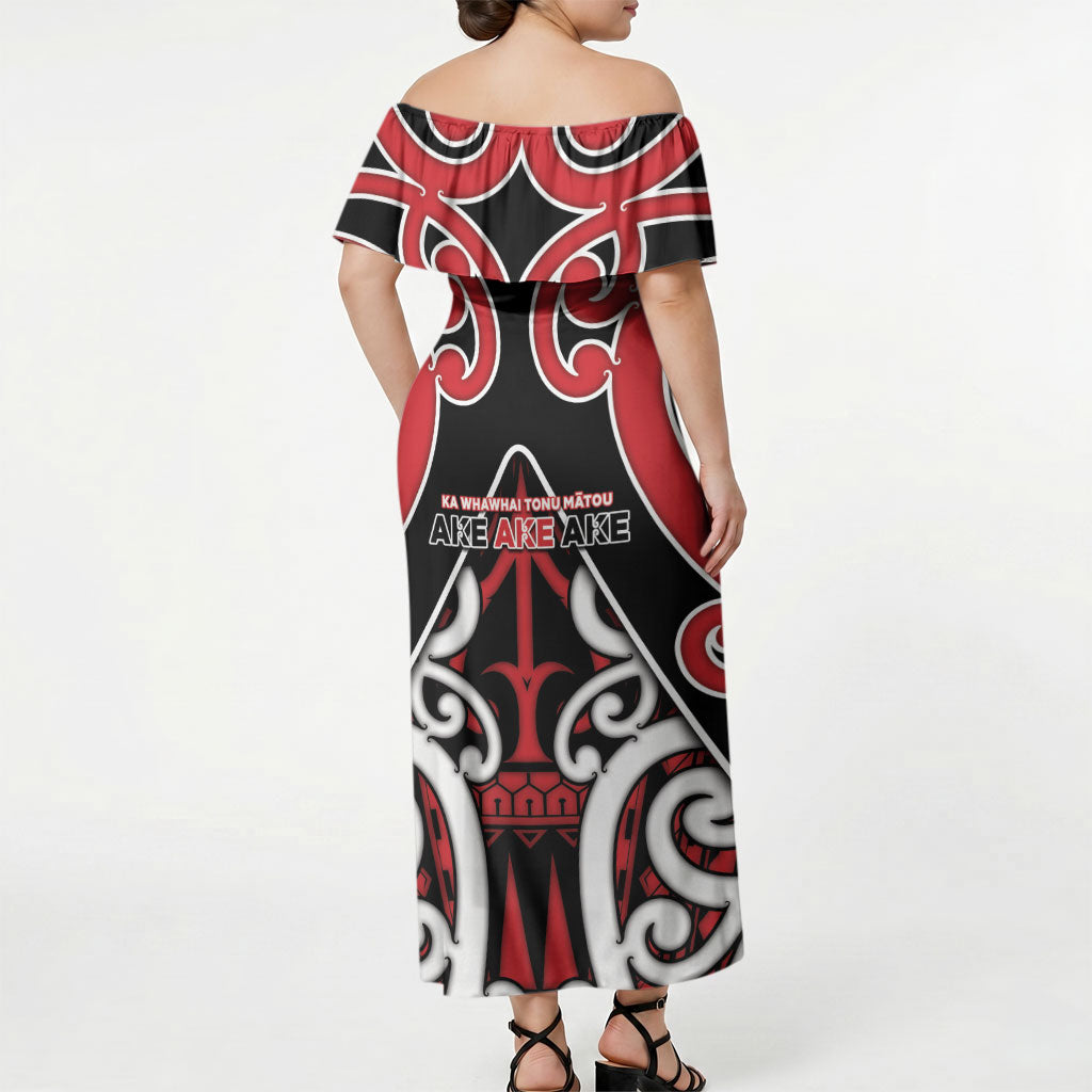 New Zealand Maori Language Week Off Shoulder Maxi Dress Mo Ake Tonu Te Reo LT05 - Polynesian Pride