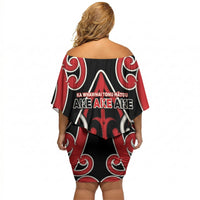 New Zealand Maori Language Week Off Shoulder Short Dress Mo Ake Tonu Te Reo LT05 - Polynesian Pride